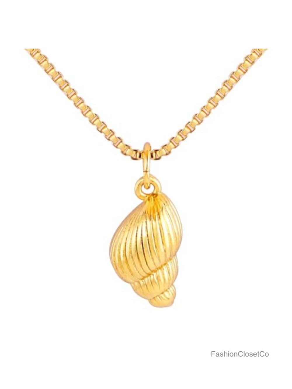 14K Gold Plated Starfish Conch Shell Pendant Necklace Adjustable Dainty Ocean